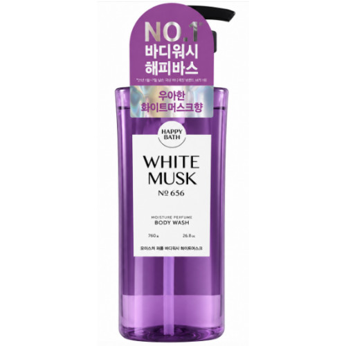 Парфумований зволожуючий гель для душу Happy Bath White Musk №656, 760 г